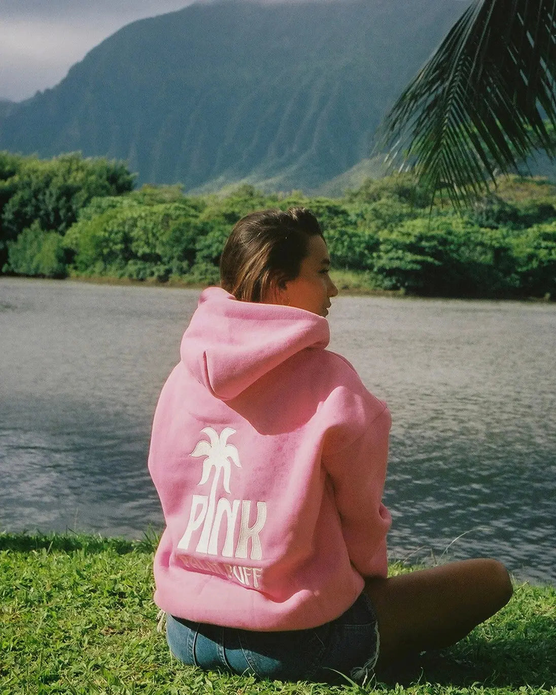 Classic Puff Hoodie in Raspberry Pink Palm Puff