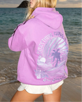 "Everything Comes in Waves" Hoodie in Açai Pink Palm Puff