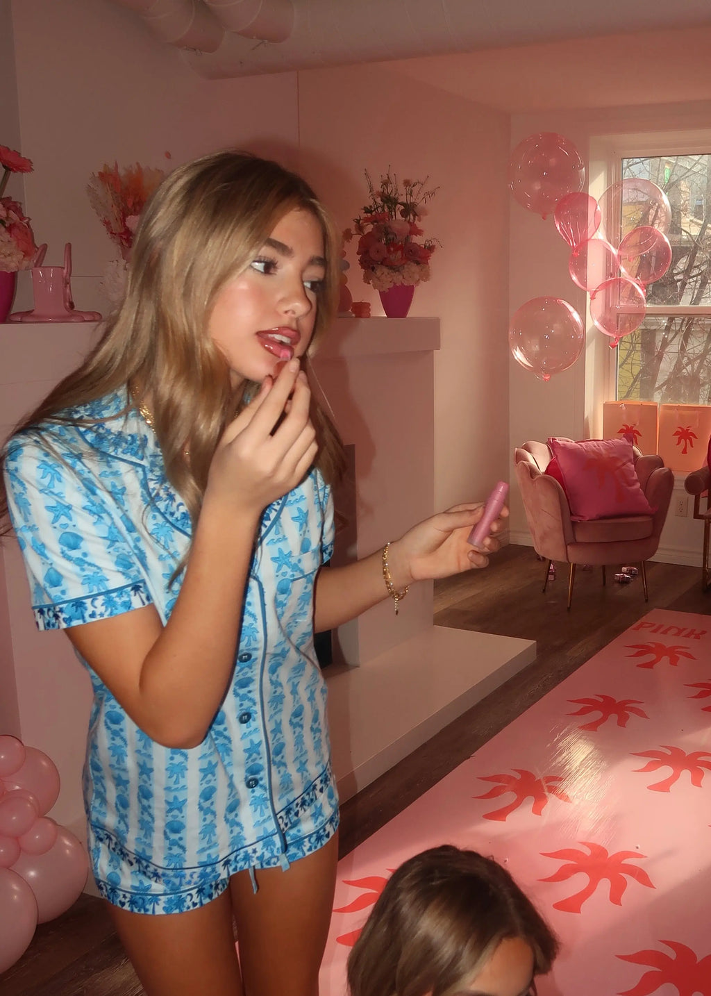 Pink Palm Pajamas in Seabreeze Pink Palm Puff