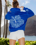 "Hawaii Hibiscus" Hoodie in Oceanic Pink Palm Puff