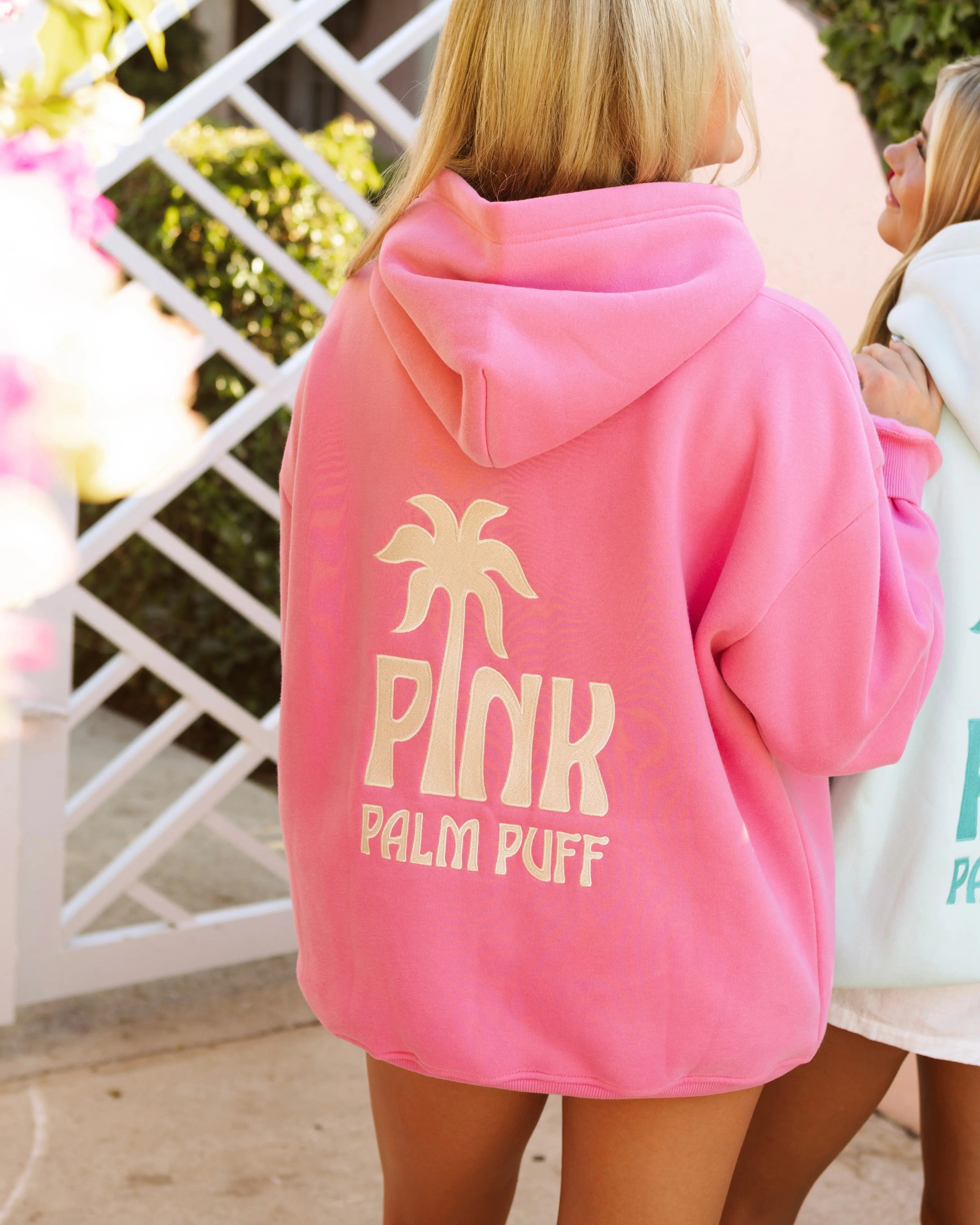 Classic Puff Hoodie in Raspberry Pink Palm Puff