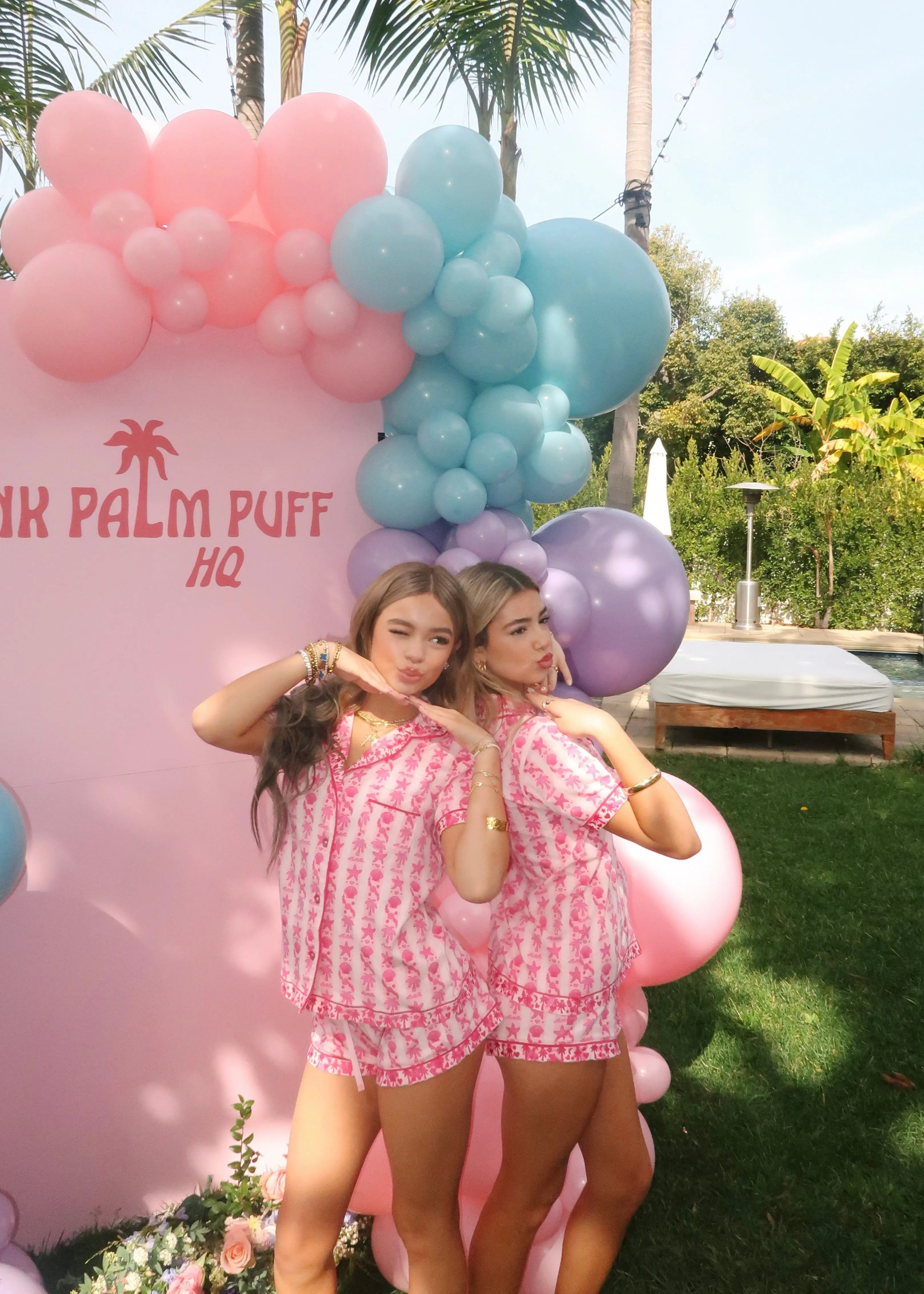 Pink Palm Pajamas in Blush Bay Pink Palm Puff