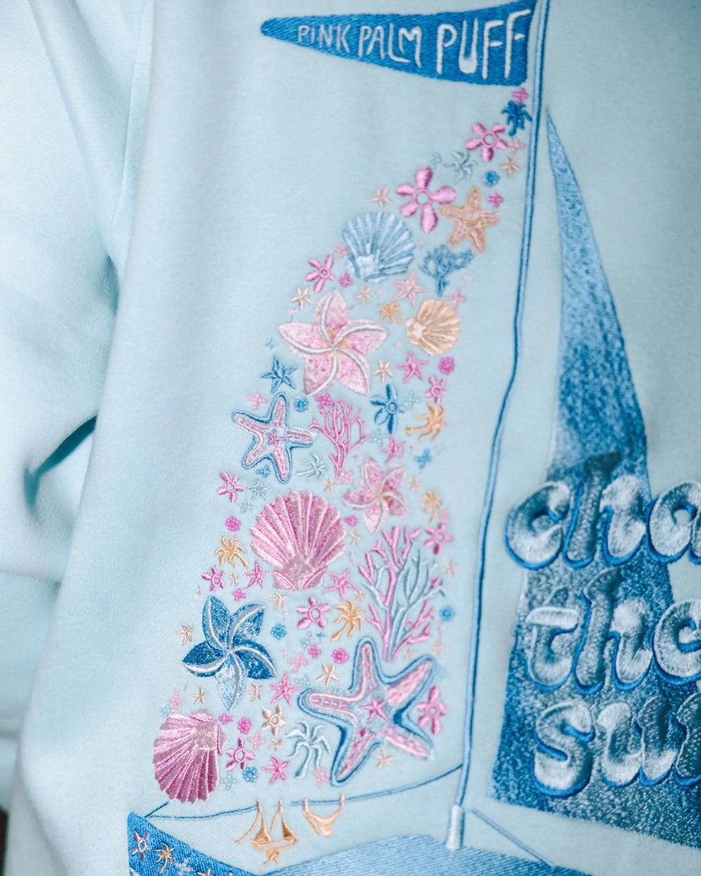 “Chase the Sun” Relaxed Hoodie in Sky Blue pinkpalmpuff