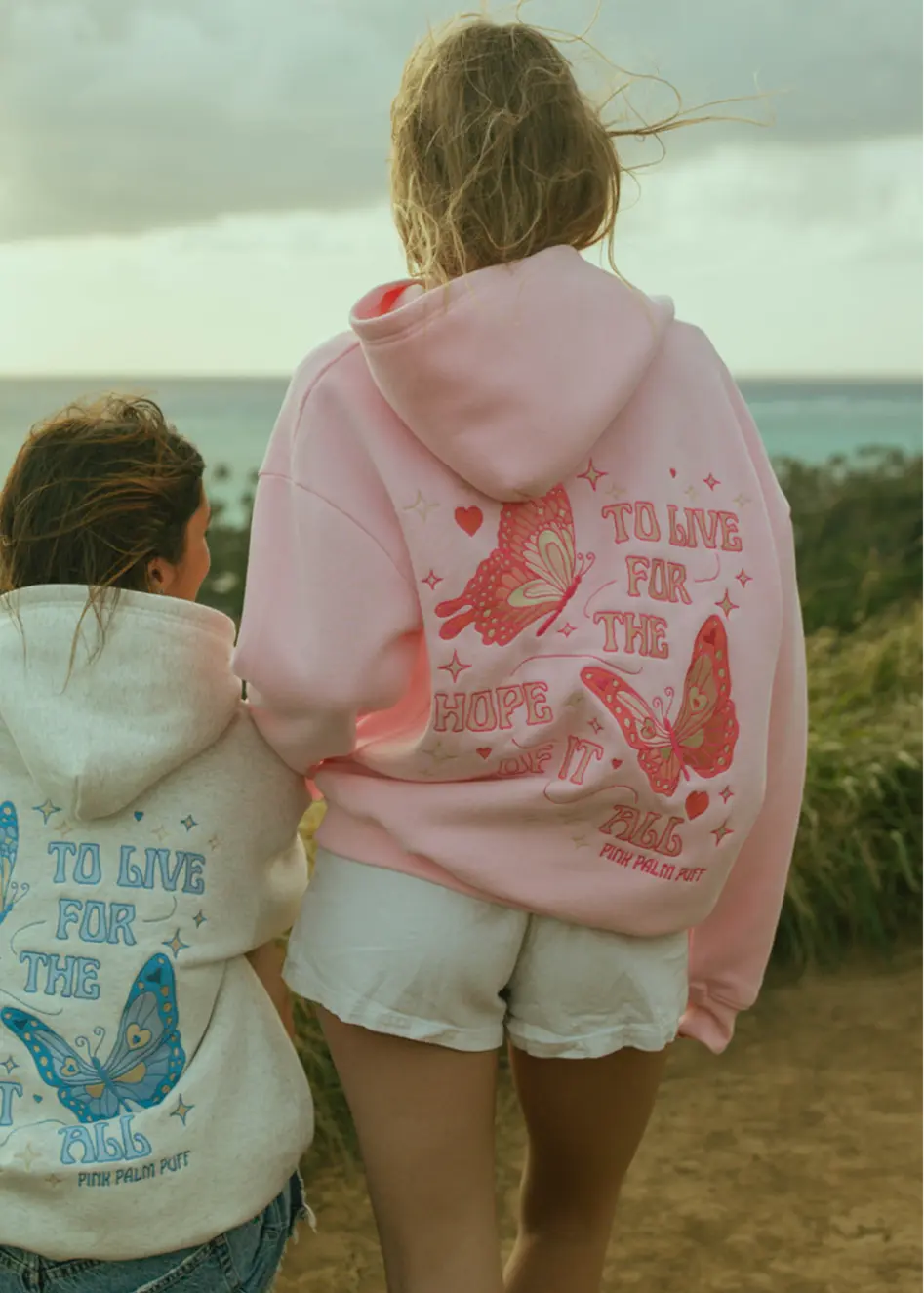 "To Live For the Hope of it All" Hoodie in Pink pinkpalmpuff