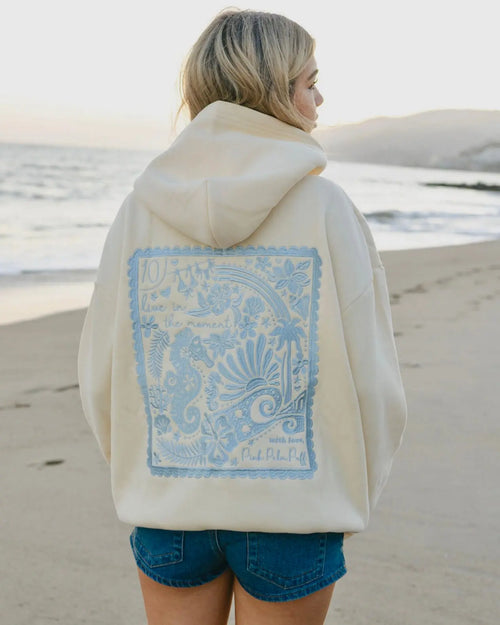 "Live in the Moment" Hoodie in Sand pinkpalmpuff