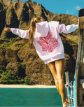 "Hawaii Hibiscus" Hoodie in Blush Pink Palm Puff