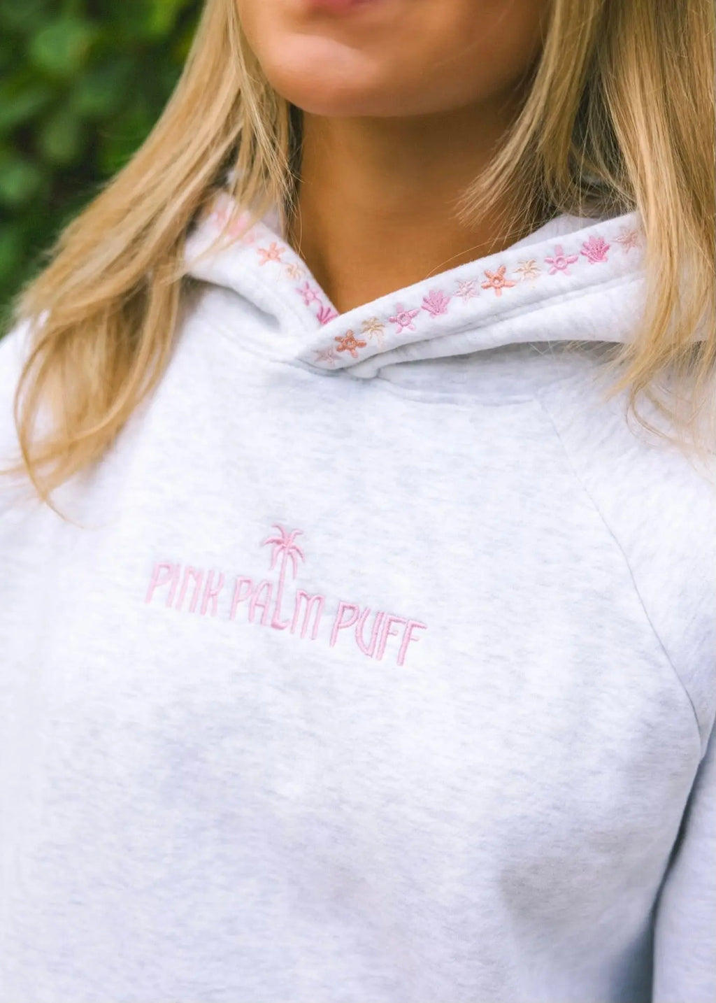 “Chase the Sun” Relaxed Hoodie in Heather Cloud pinkpalmpuff