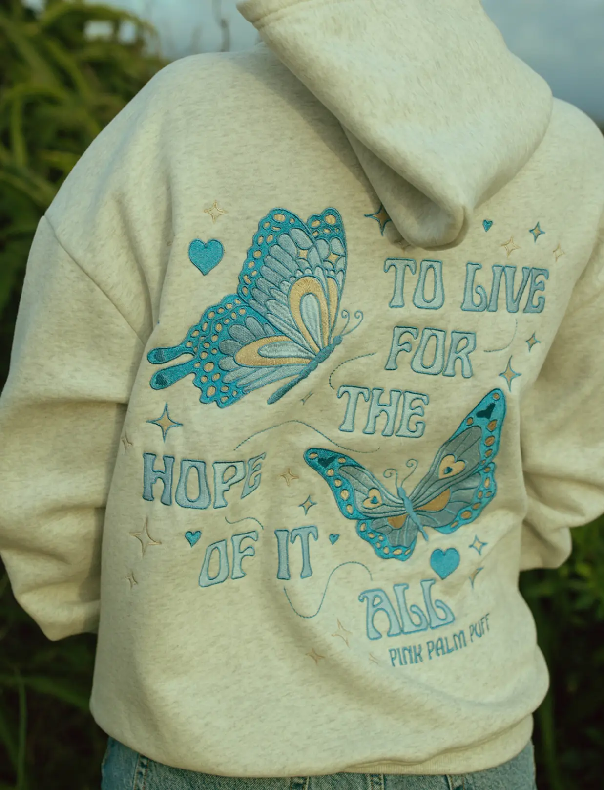 "To Live For the Hope of it All" Hoodie in Heather pinkpalmpuff