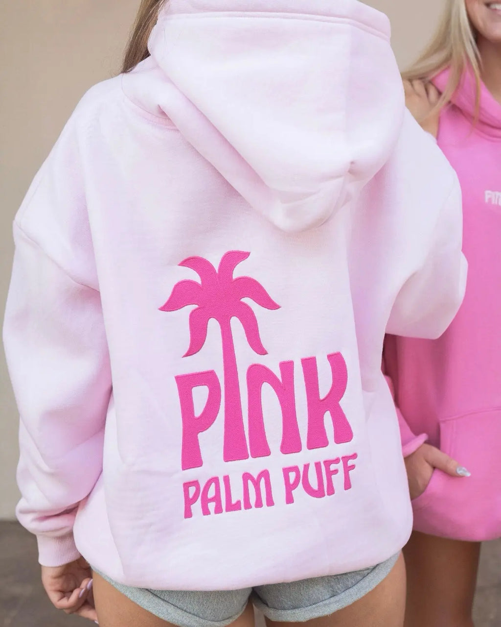 Classic Puff Hoodie in Blush Pink Palm Puff