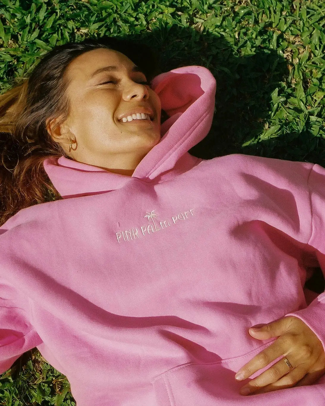 Classic Puff Hoodie in Raspberry Pink Palm Puff