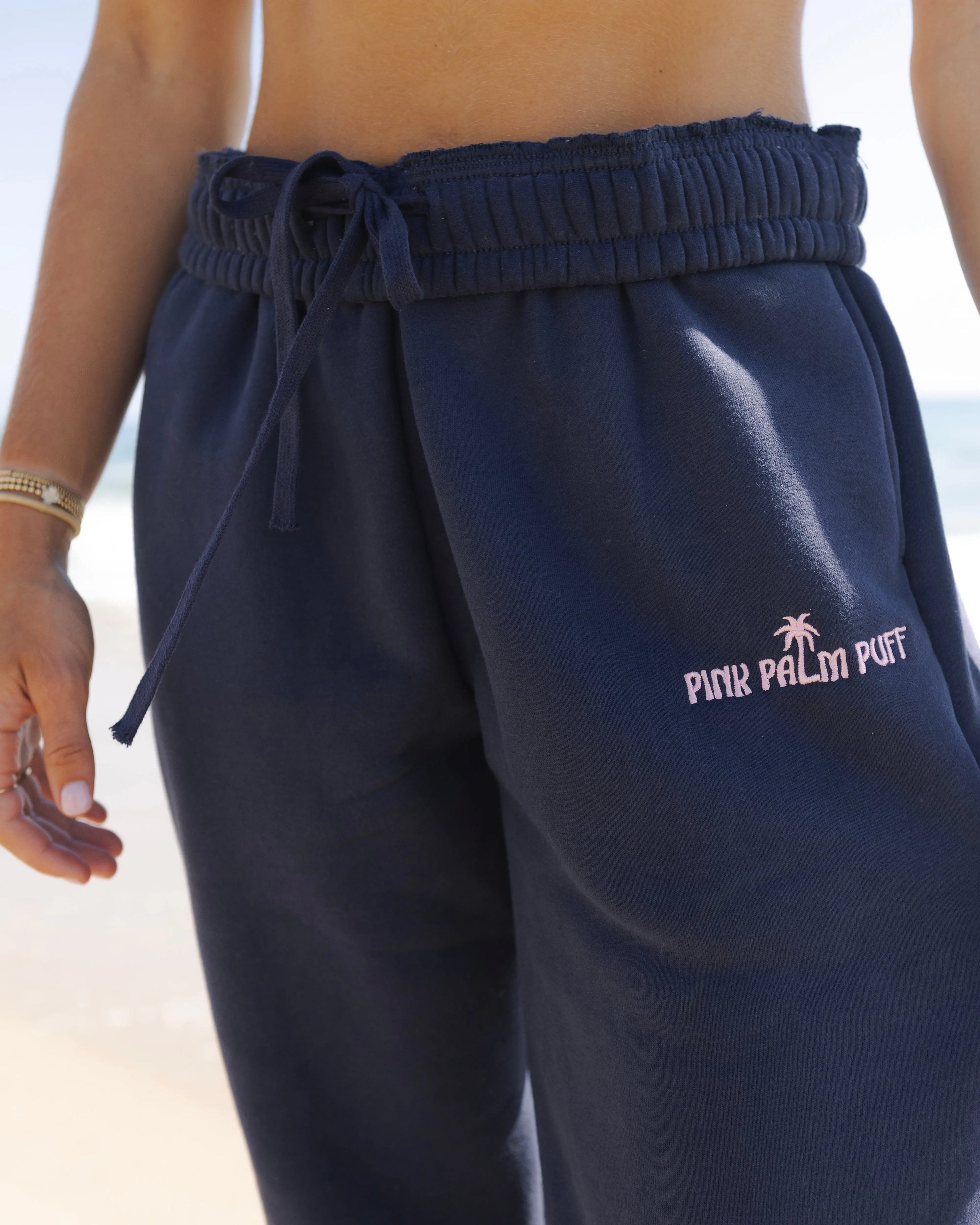 Classic Sweatpants in Navy Pink Palm Puff