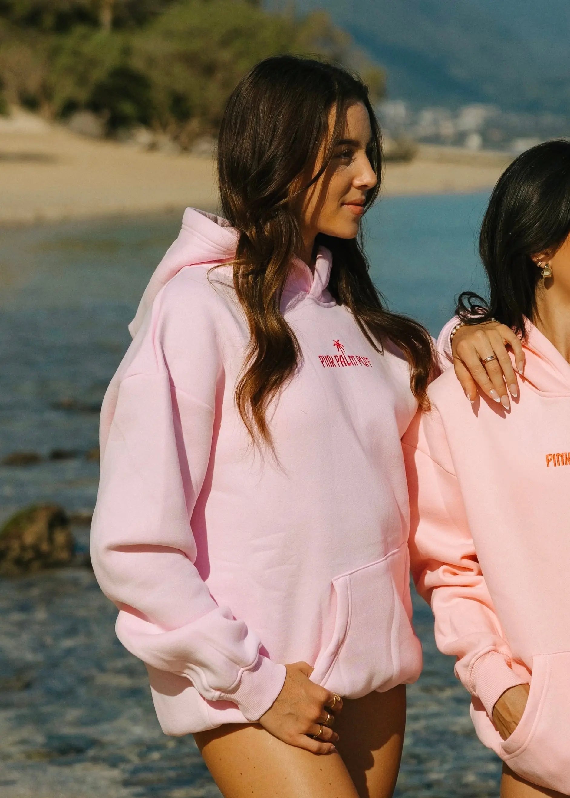 Classic Puff Hoodie in Blush Pink Palm Puff
