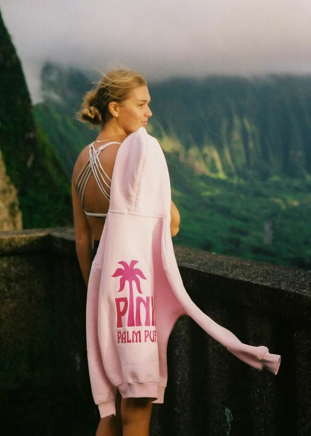 Classic Puff Hoodie in Blush Pink Palm Puff