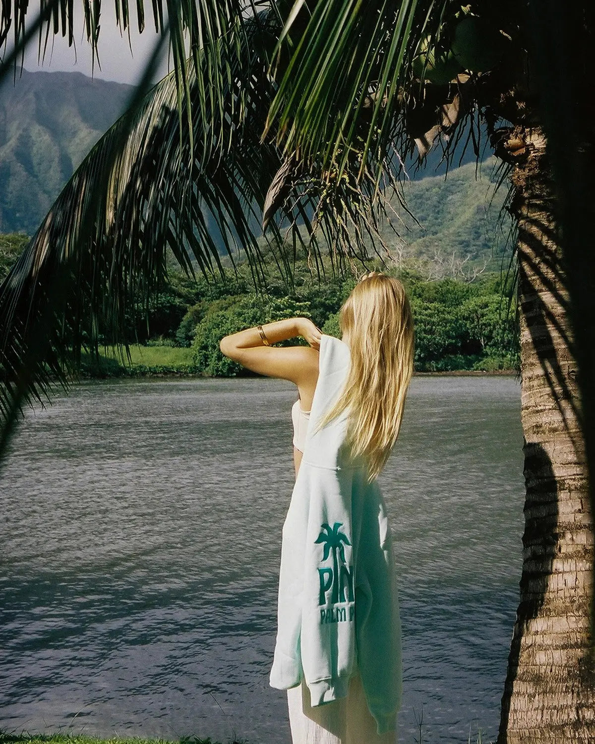Classic Puff Hoodie in Mint Breeze Pink Palm Puff