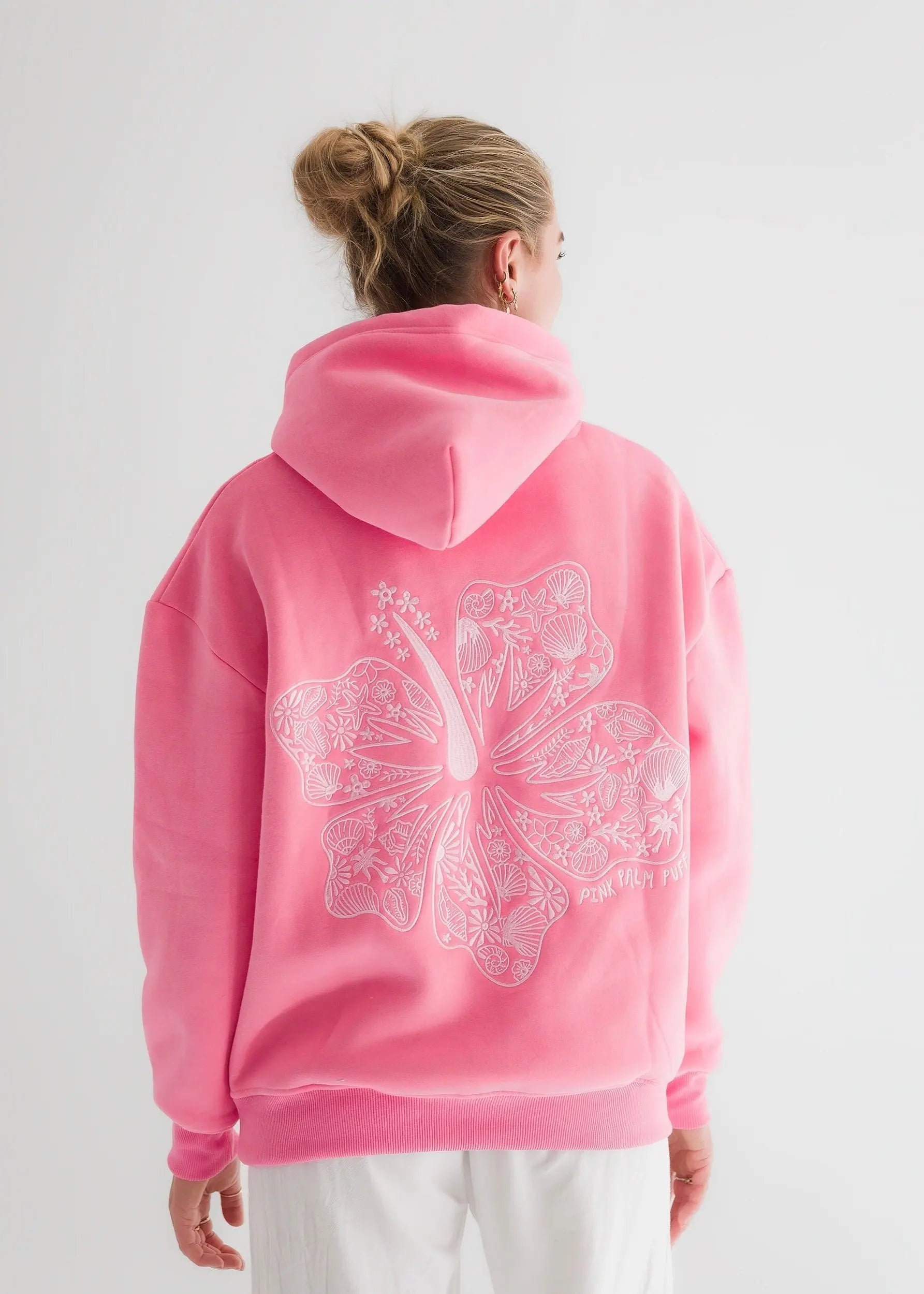 "Hawaii Hibiscus" Hoodie in Sonic Pink Pink Palm Puff