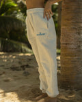 Puff Sweatpants in Heather White Pink Palm Puff